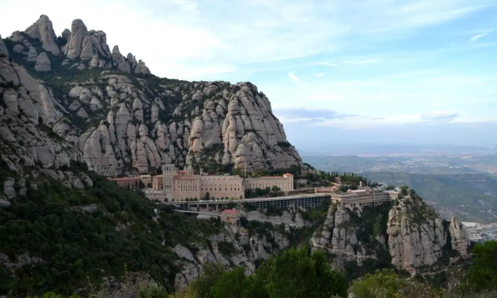 View of Montserrat monastery during a day trip from Barcelona