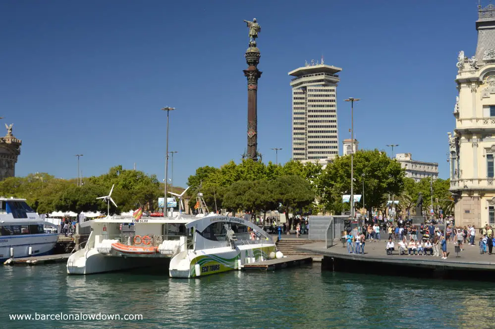 View of the Columbus Monument in Barcelona