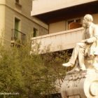 Marble monument to Frederic Solar on Las Ramblas in Barcelona