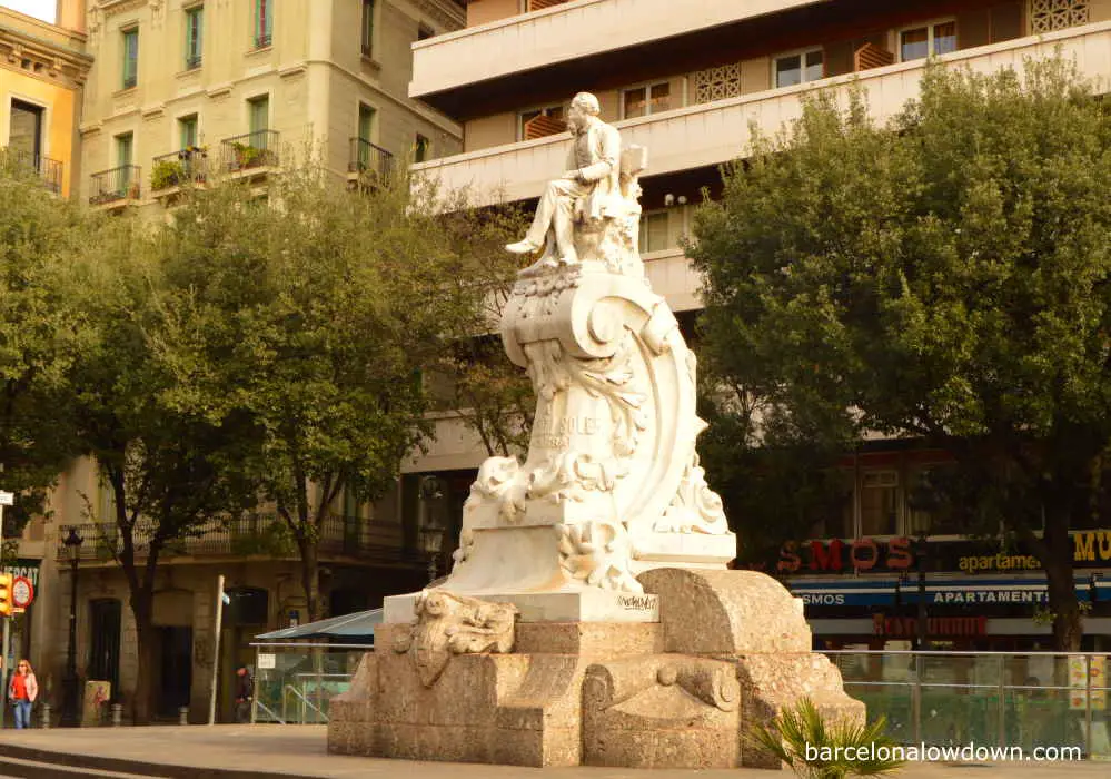 Frederic Soler monument on Las Ramblas, Barcelona