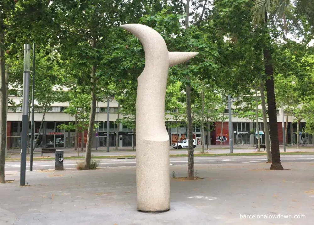 Modern art statue Malip next to the Rambla del Poblenou in the Sant Marti district of Barcelona