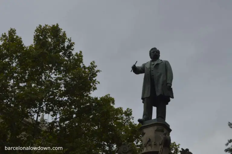 Bronze statue of the Catalan composer and politicain Josep Anselm Clavé in Barcelona, Spain