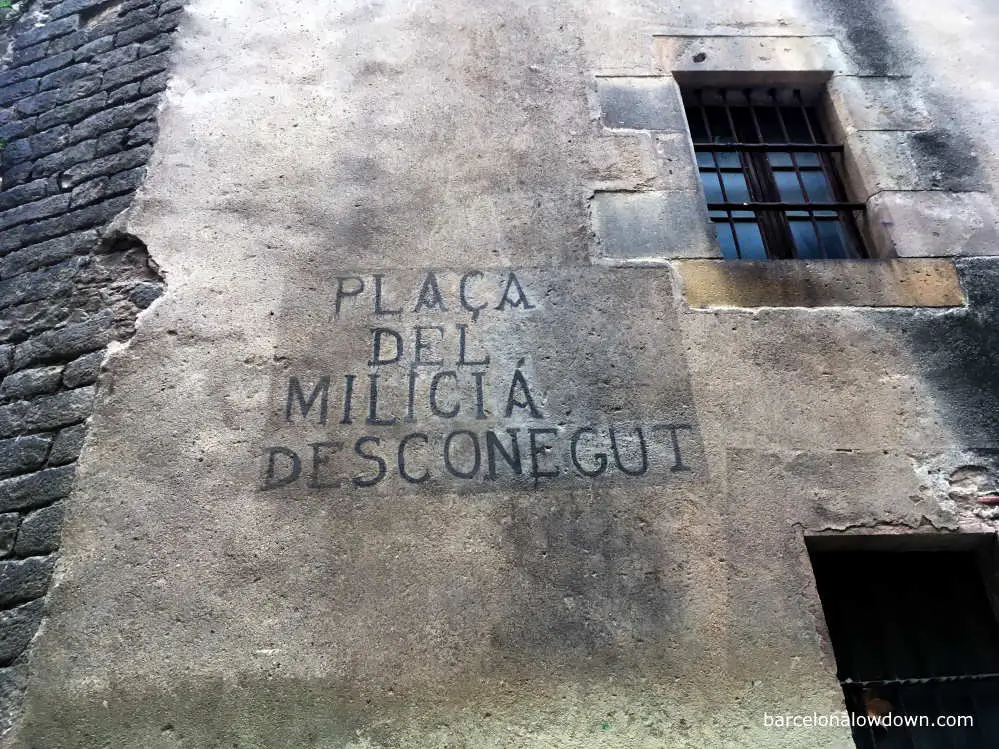 The oldest graffiti in Barcelona - Unknown Militia Square