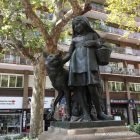 Bronze statue of Little Red Riding Hood in Barcelona