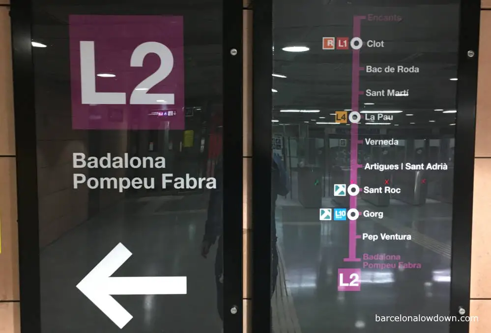 Signs on the Barcelona underground system