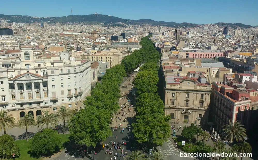 View of La Rambla and Barcelona's Gothic Quarter
