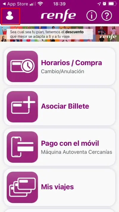 how to login to the renfe app