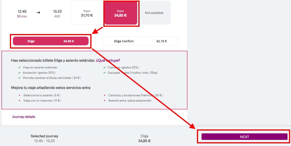 How to book a ticket on the RENFE website