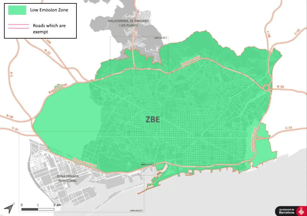 Map of the Barcelona Low Emission Zone