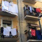 Laundry hung from balconies in Barcelona's fisherman's neighbourhood, La Barceloneta