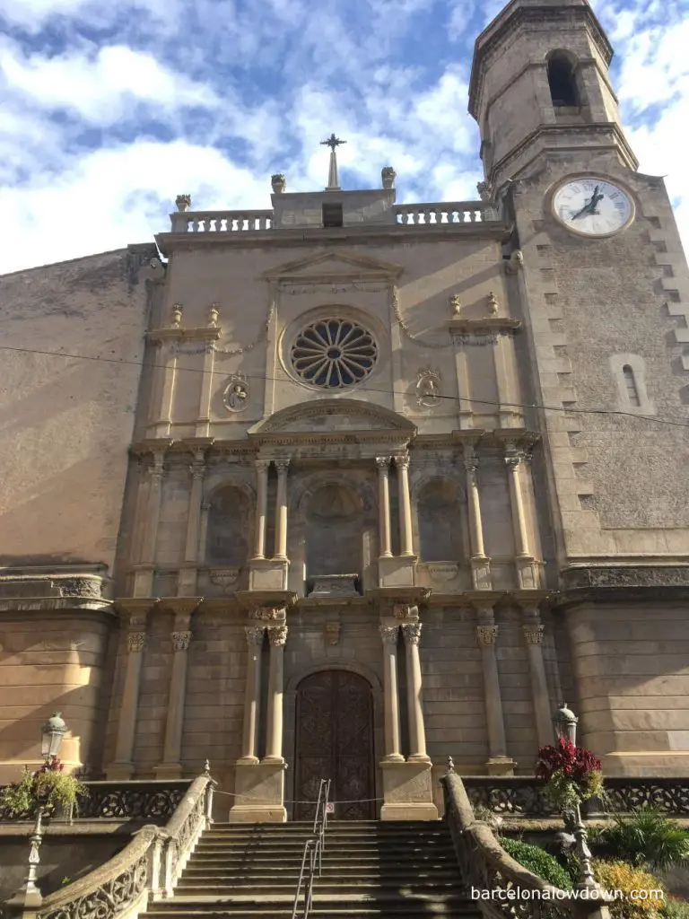 The façade of the church of Sant Esteve in Olot, Spain