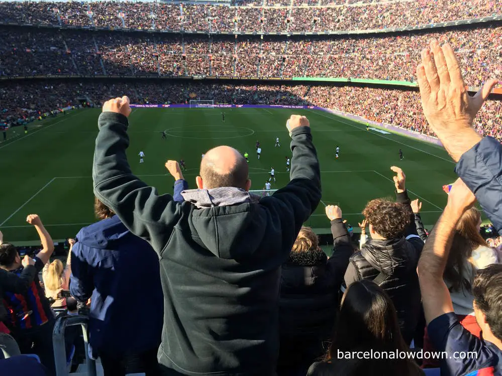 Football fans at a Barça game