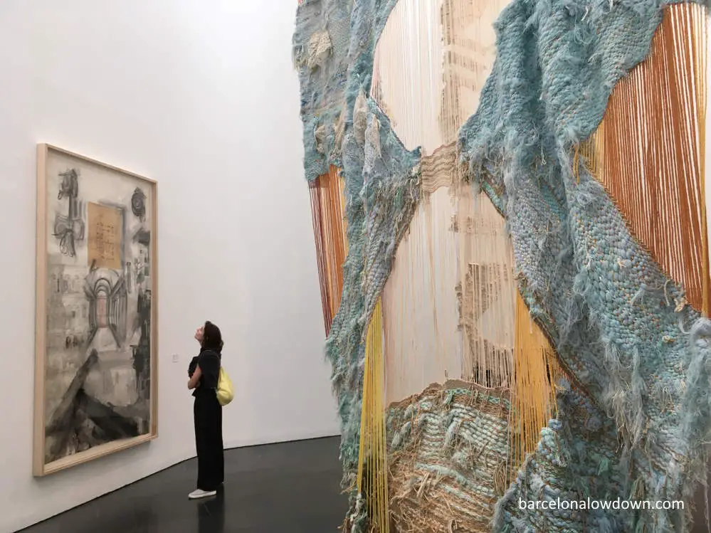 A woman looking at art in the MACBA Contemporary Art Museum, Barcelona