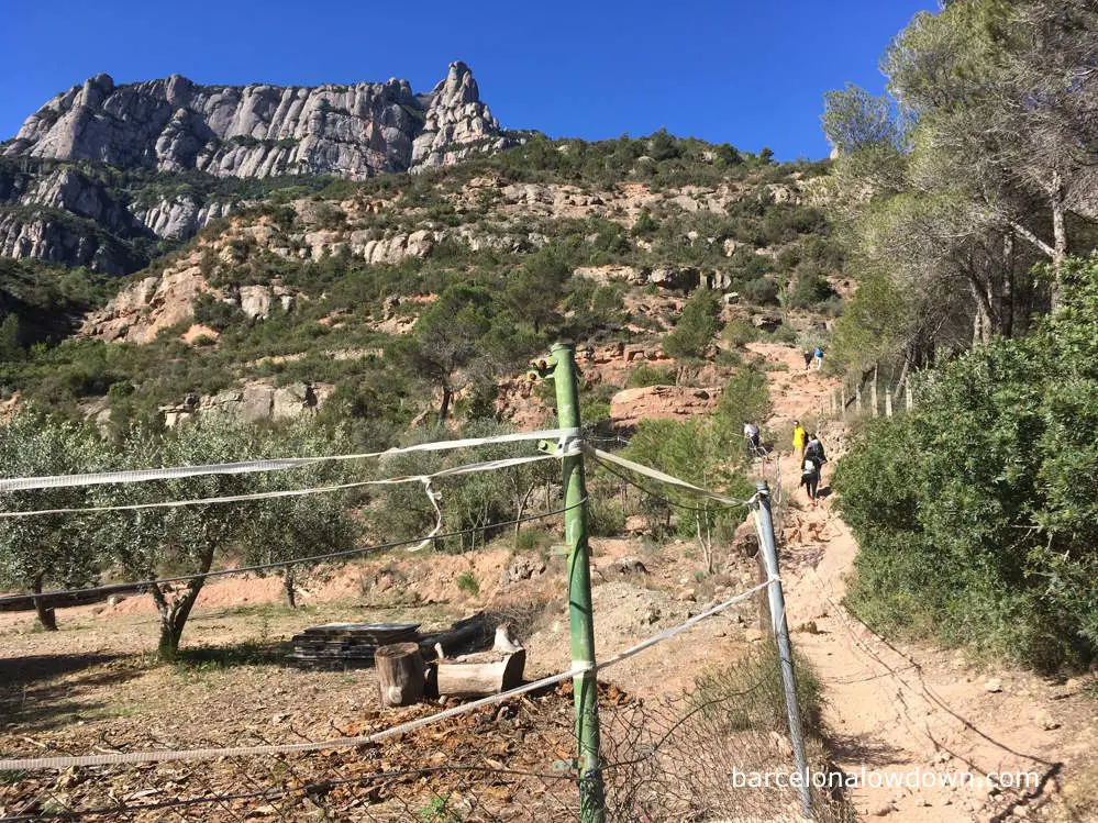 Following the footpath through farmland on the outskirts of Monistrol de Montserrat