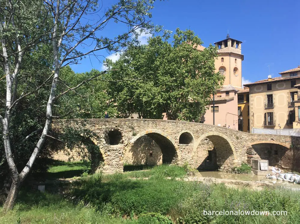 A medieval stone bridge in Vic, Spain
