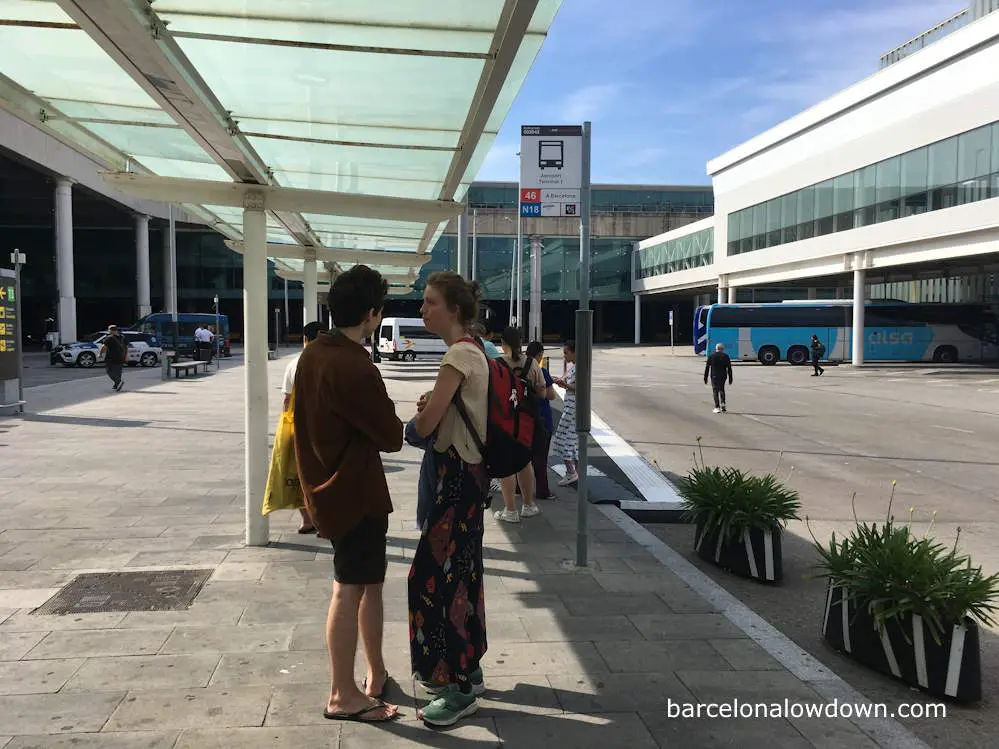 The number 46 bus stop at Barcelona airport terminal 1