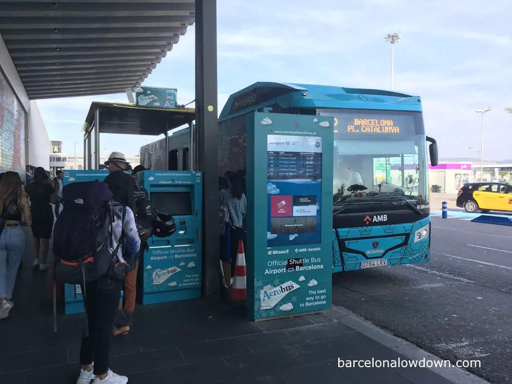 The aerobus stop outside T2B, Barcelona airport