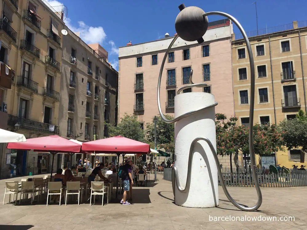A surrealist statue in Plaça de George Orwell, Barcelona