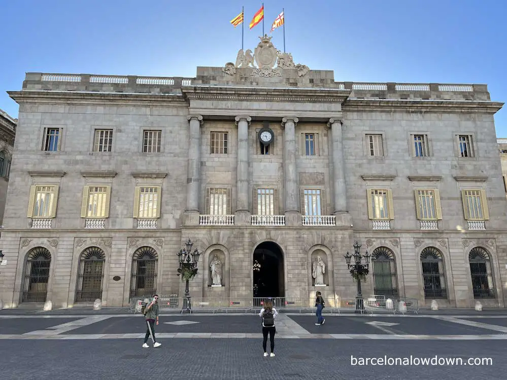 The main façade of Barcelona City Hall on Plaça de Sant Jaume