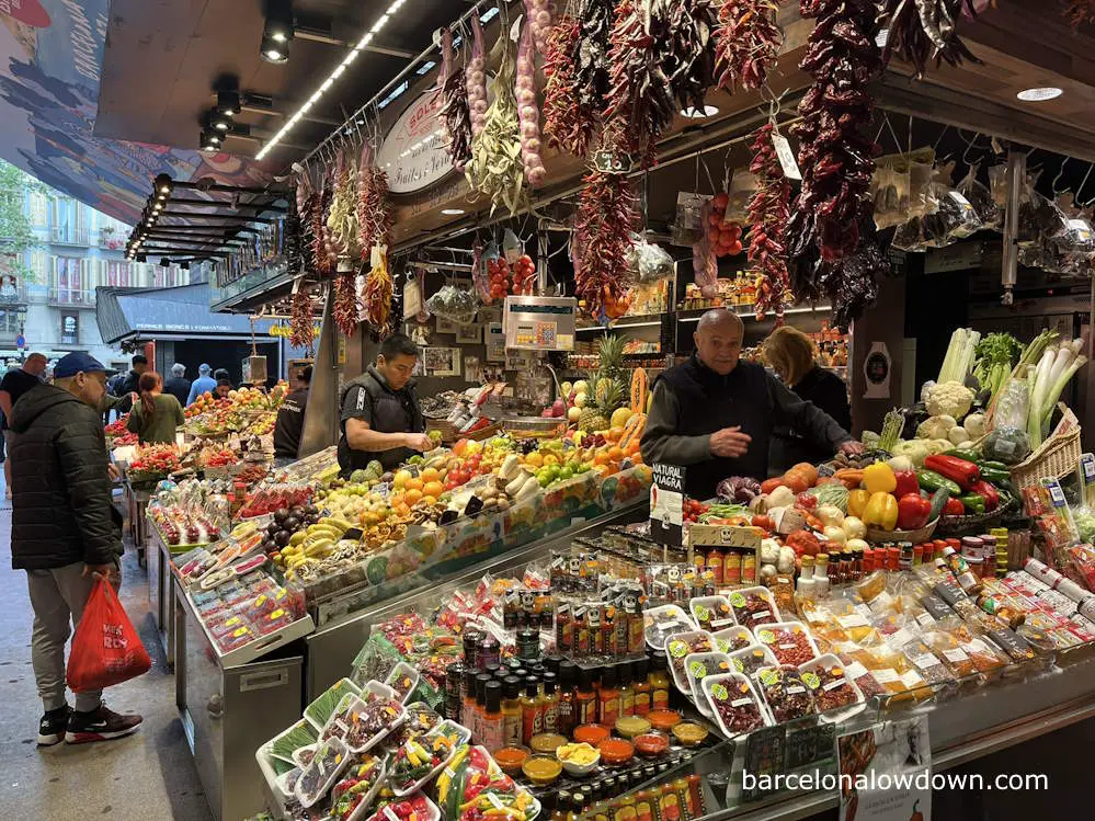 Colourful fruit and vegetables at La Boqueria market