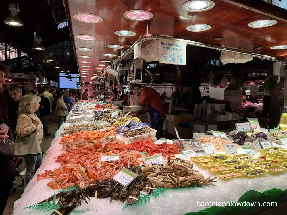 Fresh seafood at the Boqueria market, Barcelona