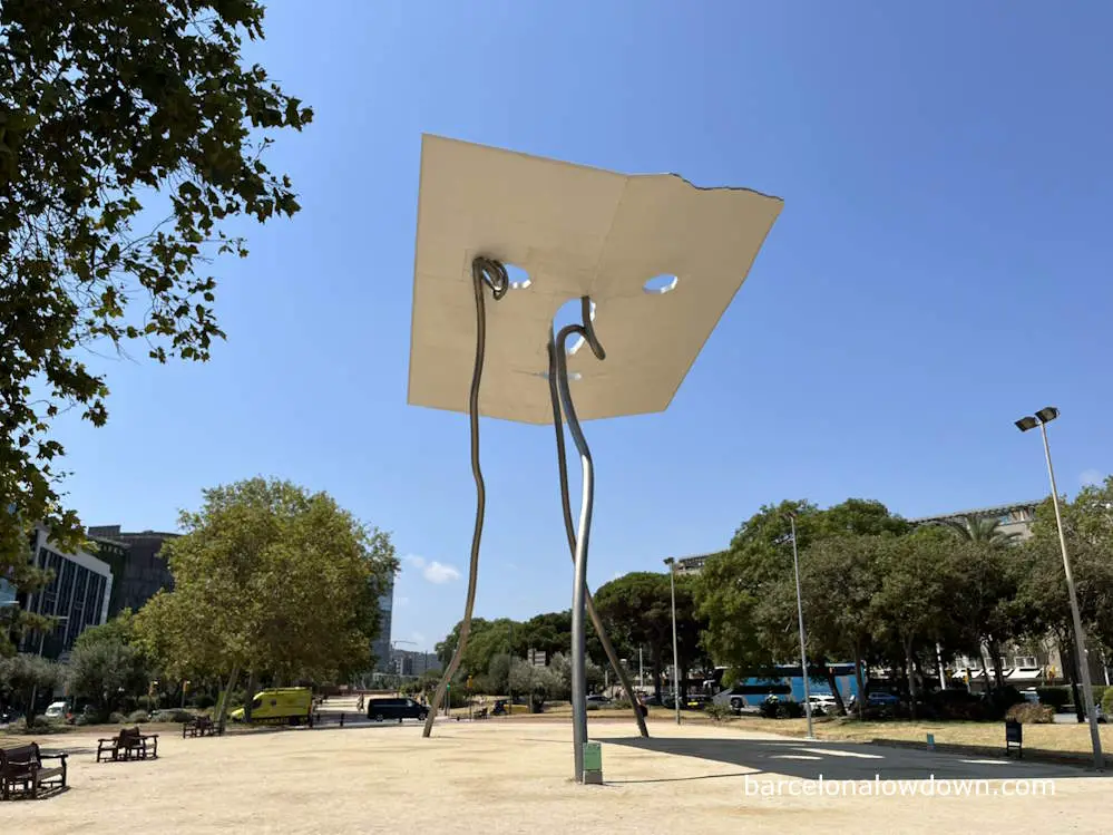 A strange surreal statue near the seafront in Barcelona