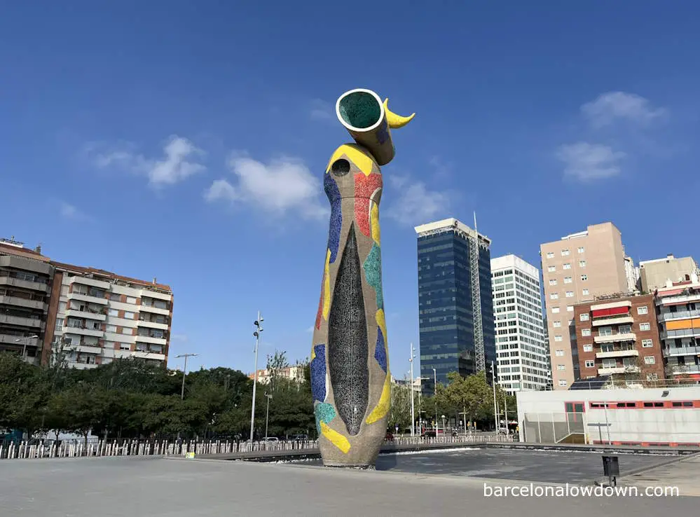 A large colourful statue in Barcelona